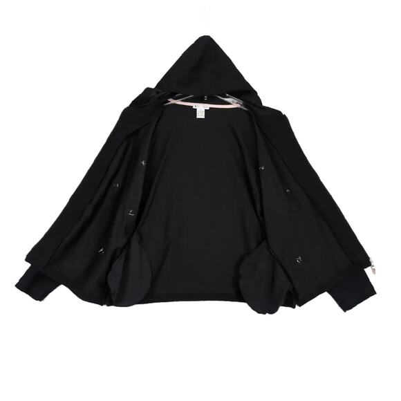 Vtg Y2K Cotton Couture Women's XL Pink Rosettes Full-Zip Black Hoodie Jacket - Picture 4 of 5